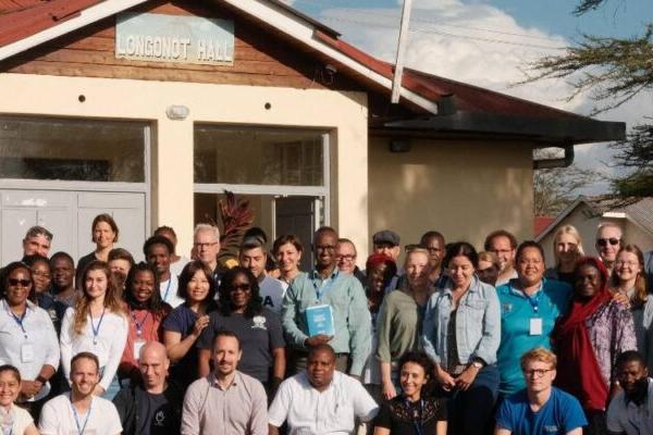 UNDAC Inducation participants in Nairobi take a group photo outside the learning center